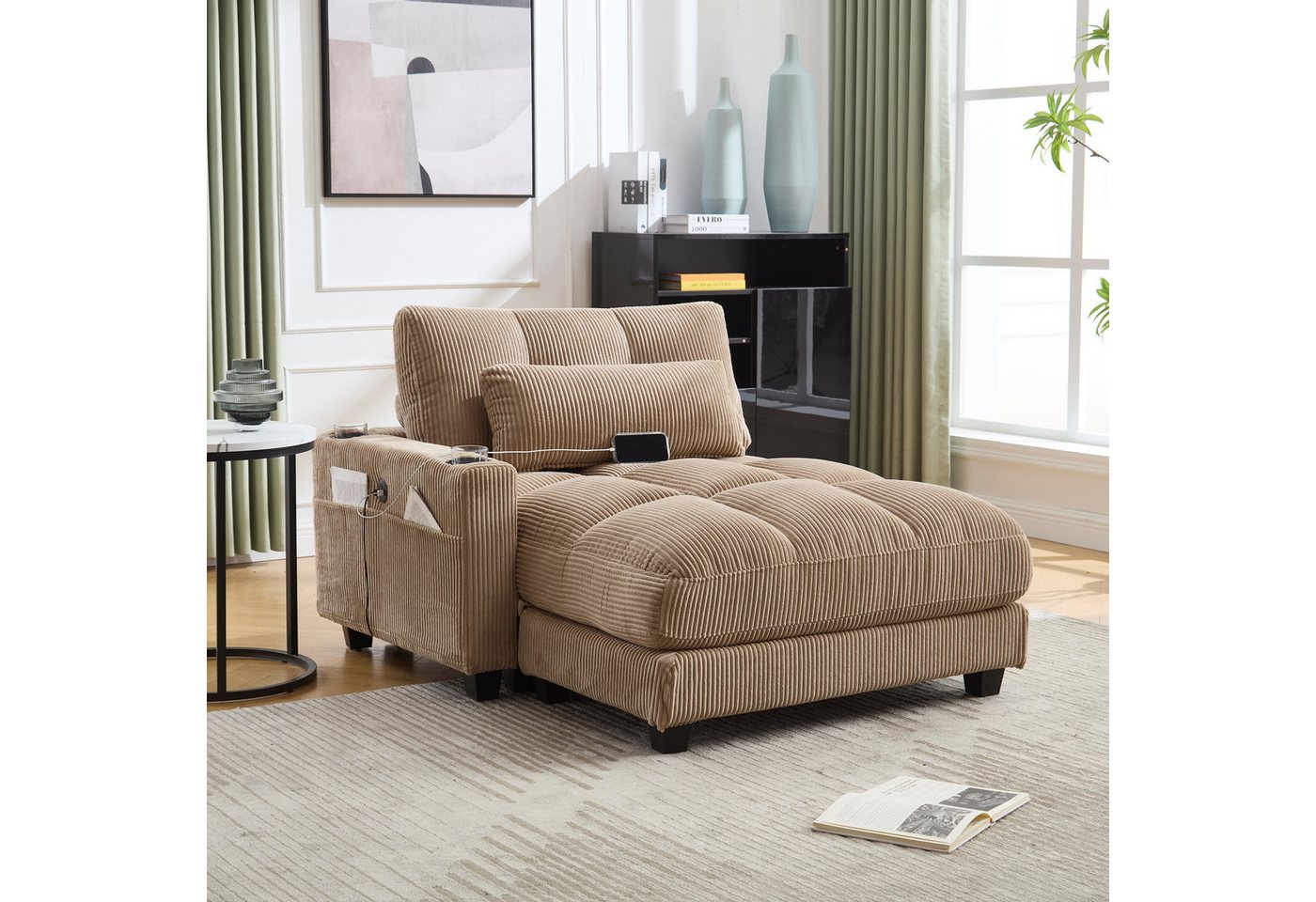 TavilaEcon Schlafsofa Palmensessel aus Massivholzrahmen & hochdichter Schaumstoffpolsterung von TavilaEcon