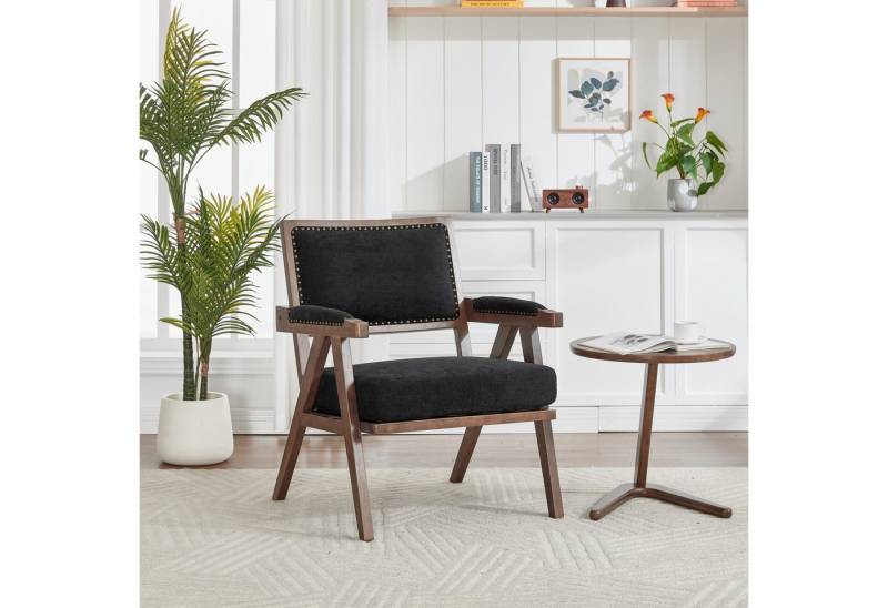 TavilaEcon Sessel Mid-Century-Retro-Sessel mit verdicktem Kissen und Massivholzrahmen (1-St), mit Metallnieten an Rücken- und Armlehne von TavilaEcon