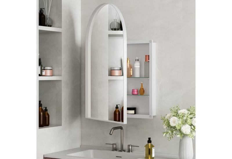 TavilaEcon Spiegelschrank Moderner Spiegelschrank mit Metallrahmen & verstellbaren Fächern (1-St) 2 Montageoptionen (wandhängend/einbau) von TavilaEcon