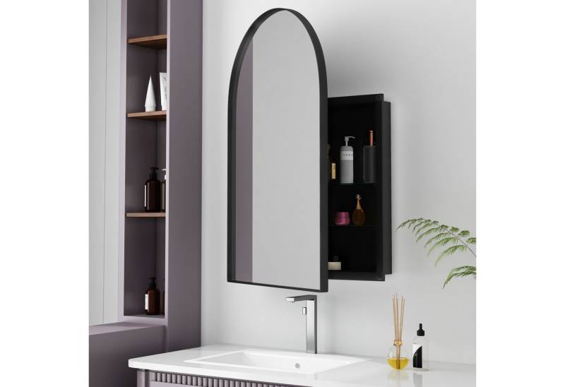 TavilaEcon Spiegelschrank Moderner Spiegelschrank mit Metallrahmen & verstellbaren Fächern (1-St) 2 Montageoptionen (wandhängend/einbau) von TavilaEcon