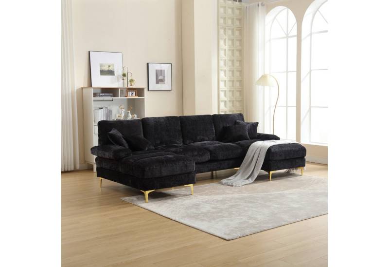 TavilaEcon Wohnlandschaft Bequemes U-förmiges Sofa mit ergonomischem Design, 1 Teile, mit goldenen Metallfüßen und vielseitigen Liegepositionen TavilaEcon Wohnlandschaft Bequemes U-förmiges Sofa mit ergonomischem Design, 1 Teile, mit goldenen Metallfüßen und vielseitigen Liegepositionen von TavilaEcon