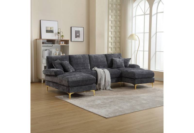 TavilaEcon Wohnlandschaft Bequemes U-förmiges Sofa mit ergonomischem Design, 1 Teile, mit goldenen Metallfüßen und vielseitigen Liegepositionen TavilaEcon Wohnlandschaft Bequemes U-förmiges Sofa mit ergonomischem Design, 1 Teile, mit goldenen Metallfüßen und vielseitigen Liegepositionen von TavilaEcon