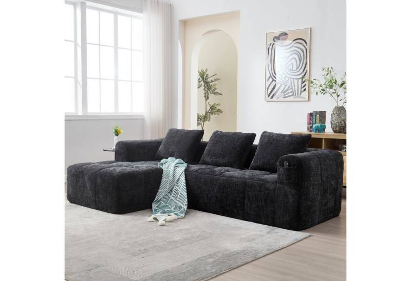 TavilaEcon Wohnlandschaft Chenille-Sofa, modernes Sektionssofa, L-Sofa, 3-Sitzer-Sofa, 1 Teile, mit Seitentasche, Armlehnen und 3 Kissen TavilaEcon Wohnlandschaft Chenille-Sofa, modernes Sektionssofa, L-Sofa, 3-Sitzer-Sofa, 1 Teile, mit Seitentasche, Armlehnen und 3 Kissen von TavilaEcon