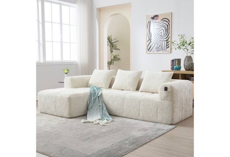 TavilaEcon Wohnlandschaft Chenille-Sofa, modernes Sektionssofa, L-Sofa, 3-Sitzer-Sofa, 1 Teile, mit Seitentasche, Armlehnen und 3 Kissen TavilaEcon Wohnlandschaft Chenille-Sofa, modernes Sektionssofa, L-Sofa, 3-Sitzer-Sofa, 1 Teile, mit Seitentasche, Armlehnen und 3 Kissen von TavilaEcon