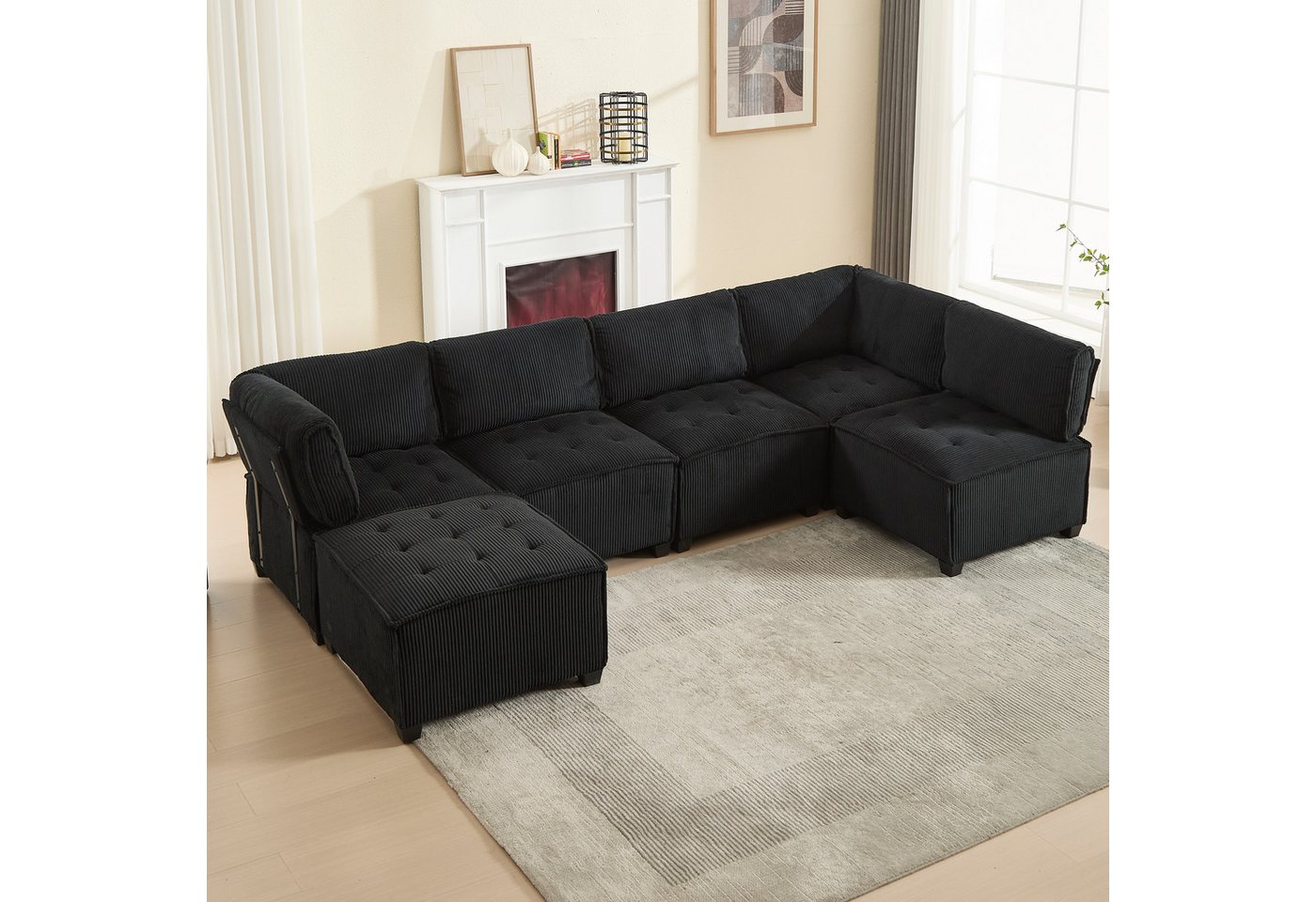 TavilaEcon Wohnlandschaft Modulares 6-Sitzer-Sofa mit Cordstoff und Stauraumtaschen, 1 Teile, flexibel kombinierbar als U-Form/L-Form/Schlafsofa TavilaEcon Wohnlandschaft Modulares 6-Sitzer-Sofa mit Cordstoff und Stauraumtaschen, 1 Teile, flexibel kombinierbar als U-Form/L-Form/Schlafsofa von TavilaEcon