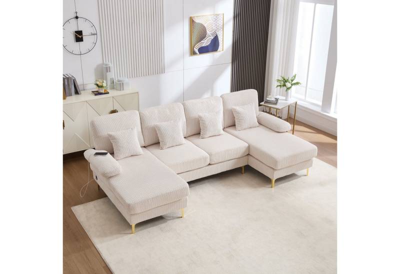 TavilaEcon Wohnlandschaft U-förmiges Sofa mit LED-Ambiente-Beleuchtung und USB-C-Anschluss, 1 Teile, mit ergonomischem Premium-Rückenlehne und Kissen TavilaEcon Wohnlandschaft U-förmiges Sofa mit LED-Ambiente-Beleuchtung und USB-C-Anschluss, 1 Teile, mit ergonomischem Premium-Rückenlehne und Kissen von TavilaEcon