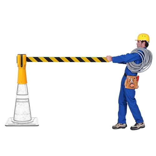 Tavkomco Einziehbares Leitkegel-Aufsatzband – 2/3/5/10 m, kegelmontierbarer Notfallwarngurt, zum Blockieren von Fußgängerbereichen, mit automatischem Rückprall(A,3M(9.8FT)) von Tavkomco
