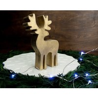 Rustikale Rentier-statue Aus Holz Antiqued Weihnachtsdekor von TawnyOwlHollow