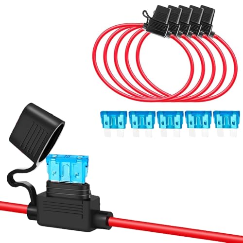 Sicherungshalter mit Draht Kfz 16AWG 5 Stück,12V Inline-Flachsicherung Wasserdicht Halter mit 5-teiligen Standard 15A Kfz Sicherungen für Auto Lkw Motorrad Boot usw. Sicherungshalter mit Draht Kfz 16AWG 5 Stück,12V Inline-Flachsicherung Wasserdicht Halter mit 5-teiligen Standard 15A Kfz Sicherungen für Auto Lkw Motorrad Boot usw. von Tawveml