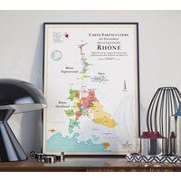 Rhône-Weinkarte | Poster 50 X 70 cm Dekoidee Für Weinliebhaber von TaxiTerroir
