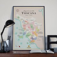 Weinkarte Der Toskana | Poster 50 X 70 cm Dekorationsidee Für Weinliebhaber von TaxiTerroir