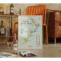 Weinkarte Neuseelands | Poster 50 X 70 cm Dekorationsidee Für Weinliebhaber von TaxiTerroir