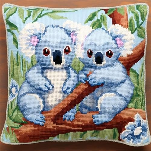 DIY knüpfen set Cartoon-Koala-Tier-Knüpfkissen-Set zum Häkeln, Kissen, Teppich, Nähen, Basteln, Geschenk für Zuhause und Sofa 17x17in B von Taxpy