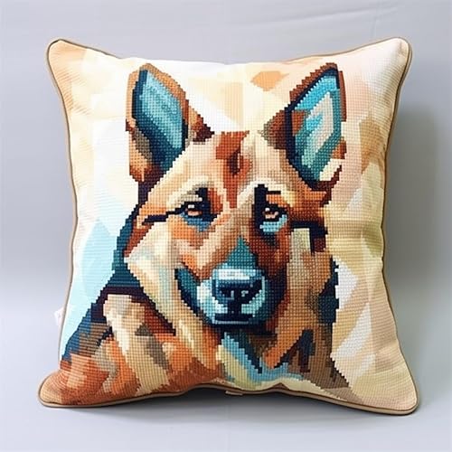 Diy Knüpfkissen Mit Vordruck Deutscher Schäferhund Tier Haken Kissen Kit Häkeln, Kissen, Teppich, Nähen, Basteln, Geschenk Für Zu Hause Und Sofa 17x17in von Taxpy