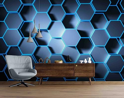 Fototapete 3D-Wandbild mit Sechseckmuster, 396 x 280 cm Moderne Wanddeko Wohnzimmer Schlafzimmer Büro Flur von Taxpy
