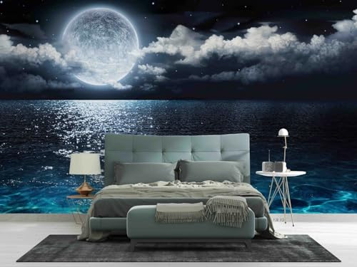 Hintergrund Wandbilder 3D-Landschaft, Nacht-Mond-Wolke, 308 x 220 cm Design Tapete Fototapeten moderne Wand Schlafzimmer Wohnzimmer von Taxpy