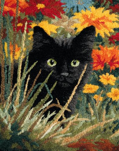 Knüpfen Set Knüpfteppich Zum Selber Knüpfen Schwarze Katze Auf Dem Feld 52X38Cm Teppich Tapisserie Knüpfpackung Mit Knüpfhaken Kreuzstich Set Für Kinder Erwachsene Latch Hook Kit Canvas Knüpfen Set Knüpfteppich Zum Selber Knüpfen Schwarze Katze Auf Dem Feld 52X38Cm Teppich Tapisserie Knüpfpackung Mit Knüpfhaken Kreuzstich Set Für Kinder Erwachsene Latch Hook Kit Canvas von Taxpy