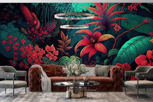 Photo Wallpaper 3D Effect Blatt-Blumenlandschaft, 430x300cm Wandbild Tapete 3D Wall Decoration Wallpaper Tapeten Wohnzimmer Muster von Taxpy