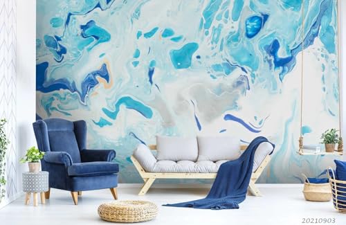 Photo Wallpaper 3D Effect Blau-Weiß-Textur, 300 x 210 cm Wandbild Tapete 3D Wallpaper Fototapete Schlafzimmer Wand Tapeten von Taxpy