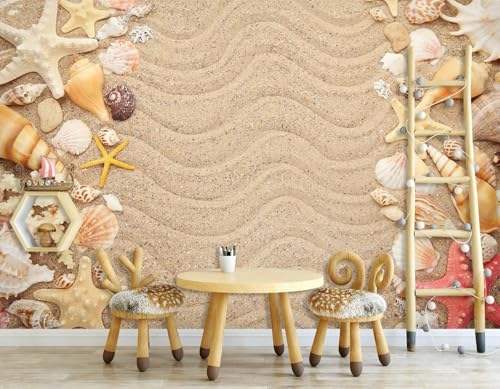 Photo Wallpaper Bedroom Sandmuschel, 300x210cm 3D Print Wallpaper Fototapete Wohnzimmer 3D Effekt Wandtapete von Taxpy