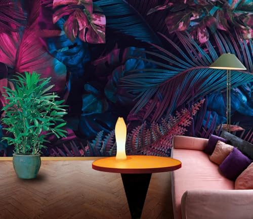 Photo Wallpaper Blau-lila Blätter, 250 x 175 cm 3D Effect Wall Picture Wallpaper Wandbild Tapete 3D Wand Tapeten Wandtapete Wohnzimmer von Taxpy