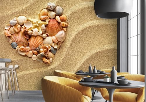 Photo Wallpaper Muschelstrand, 300x210cm 3D Effect Wall Decoration Wallpaper Wall Picture Wandbild Tapete 3D Fototapete Tapeten Schlafzimmer von Taxpy