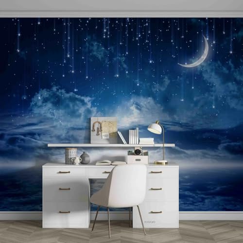 Photo Wallpaper Nacht Mond Seestern Wolke, 400x280cm Tapete Fototapete 3D Effekt, Tapeten Wohnzimmer Muster, Fototapete Schlafzimmer von Taxpy