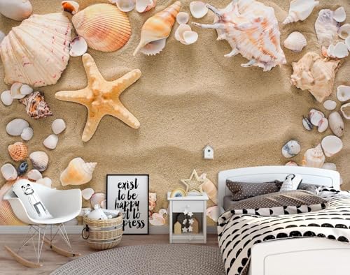 Photo Wallpaper Sandmuscheln, 300x210cm 3D Effekt Wandtapete Wallpaper Wall Picture Pattern Tapete Fototapete Schlafzimmer von Taxpy