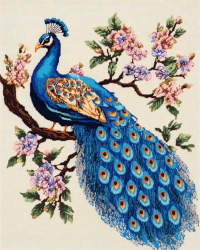 Taxpy Diy Kreuzstichset Mit Perlen Perlenstickerei-Set Mit Pfauen Und Blumen,Fantasietiere,Kreuzstich,Perlenstickerei,Diy-Wandbehang,3D-Perlenset 50x70cm von Taxpy