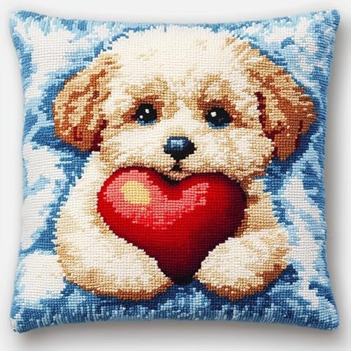 Taxpy Knüpfteppich Zum Selber Knüpf-Sets Mit Kissen Knüpfen-Set Hund Und Rotes Herz 43X43Cm Kissenbezug-Set Für Erwachsene Und Kinder Latch Hook Kit Heimaccessoire Taxpy Knüpfteppich Zum Selber Knüpf-Sets Mit Kissen Knüpfen-Set Hund Und Rotes Herz 43X43Cm Kissenbezug-Set Für Erwachsene Und Kinder Latch Hook Kit Heimaccessoire von Taxpy
