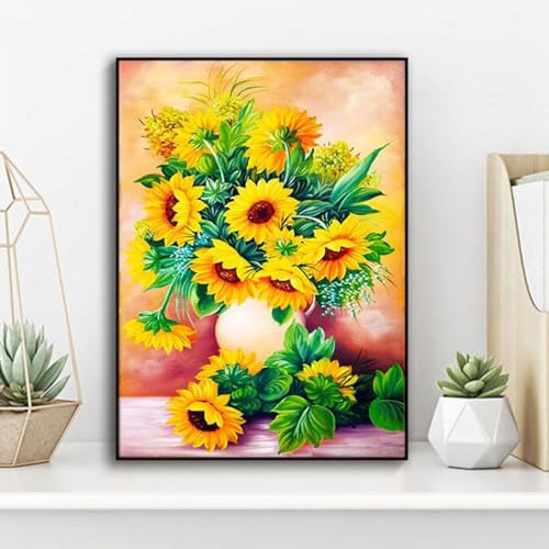 Taxpy Kreuzstich Stickpackungen Vorgedruckt, Sonnenblume,50X70Cm Sticken Set Erwachsene Kreuzstich Bild,Sticken Set Anfänger Für Wandkunst-Heimdekoration von Taxpy