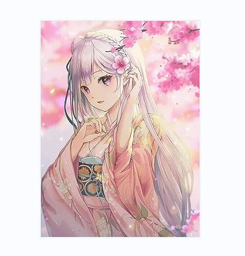 Taxpy Kreuzstich Stickpackungen Vorgedruckt Set Erwachsene, Anime Schönes Mädchen Und Sakura,50X70Cm Stickvorlagen Stickbilder Vorgedruckt Kreuzstich Stickpackung Sticken Stickbild Set Für Erwac von Taxpy