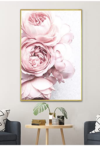 Taxpy Satz Leinwand Gemälde Geschenk für sie für Schlafzimmer Bild nordischen Stil Pfingstrosen Poster und Drucke Pfingstrose Wandkunst rosa Blume Liebe, 50 x 70 cm ohne Rahmen von Taxpy