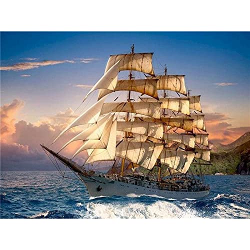 Taxpy Segelschiff Malen Nach Zahlen, Ohne Rahmen, 40 X 50 Cm Digitales Ölgemälde Diy Kinder Färbung Füllen Gemälde Handgemaltes Wohnzimmer Ölgemälde Erwachsenen Dekorative Malerei Geschenk von Taxpy