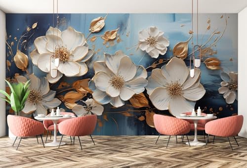 Taxpy Wandbilder Wand Deko 3D-weiße Blume, 150 x 105 cm 3D Abstract Wallpaper Mural Wallcoverings for Bedroom Living Room TV Backdrop von Taxpy
