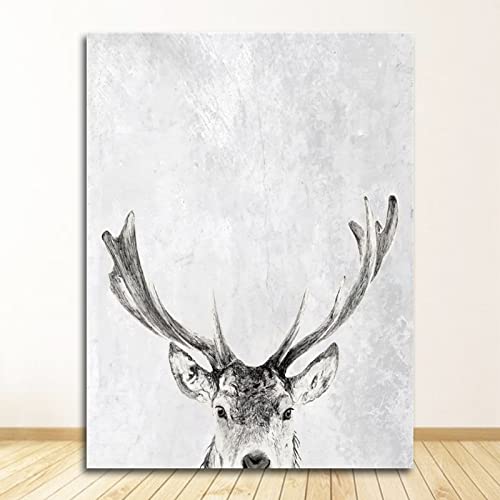 Taxpy Wand Kunstdruck Minimalistisches Gemälde Wohnzimmer Bild Skandinavischer Wald Hirsch Adler Schwarz Weiß Landschaft Leinwand Poster Nordic, 50x70 Kein Rahmen von Taxpy