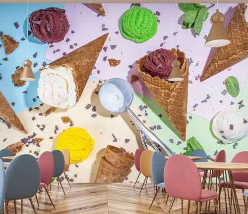 Wandbilder Wand Deko 3D süßes Eis, 150 x 105 cm Tapete Wandtapete Klebefolie Dekorfolie Tapetenfolie Wand Dekoration Wandaufkleber Wohnzimmer von Taxpy