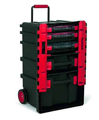 TAYG Kunststoffkoffer Nr. 59 (für Kleinteileboxen, mit Laufrollen, Teleskopgriff, Maße 50x41x77 cm, Werkzeugkoffer aus Polypropylen) von Tayg