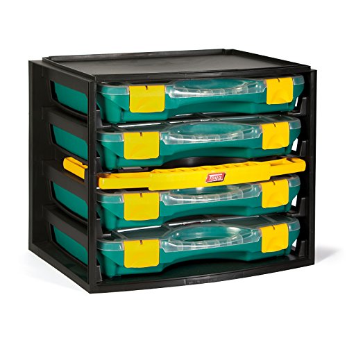TAYG Multibox N° 1 (inkl. 4 Kleinteileboxen N° 22, Aufbewahrungssystem für Kleinteile, Box stapelbar, für Werkzeug, Maße 335x250x275 mm) 484960 von Tayg