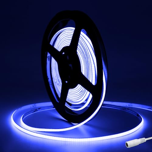 Tayire COB LED Strip Blau 4mm Breite, DC12V LED Streifen 5m 480LEDs/M, Flexibel LED Band Hohe Helligkeit LED Lichtband für Auto FPV Raum dekoration（Netzteil Nicht Enthalten） von Tayire