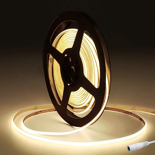 Tayire COB LED Streifen 4000K, DC12V Neon Schneidbar LED Strip 5m 480LEDs/M, 4mm Biegbar LED Band Hohe Helligkeit LED Lichtband für Schlafzimmer FPV Raum dekoration（Netzteil Nicht Enthalten von Tayire