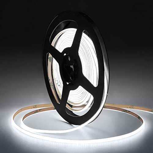 Tayire COB LED Streifen 6500K, DC12V Neon Schneidbar LED Strip 5m 480LEDs/M, 2.7mm Biegbar LED Band Hohe Helligkeit LED Lichtband für Auto FPV Raum dekoration（Netzteil Nicht Enthalten von Tayire