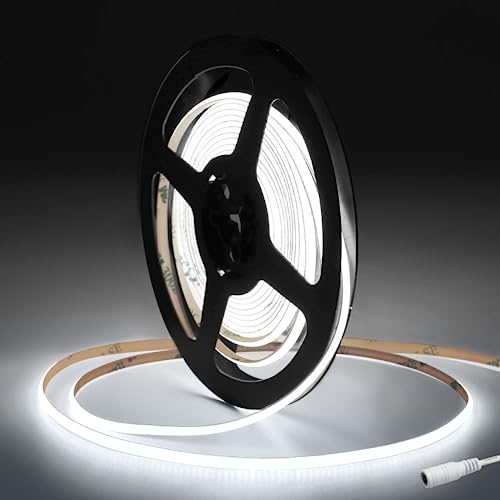Tayire COB LED Streifen 6500K, DC12V Neon Schneidbar LED Strip 5m 480LEDs/M, 4mm Biegbar LED Band Hohe Helligkeit Lichtband für Schlafzimmer FPV Raum dekoration（Netzteil Nicht Enthalten von Tayire