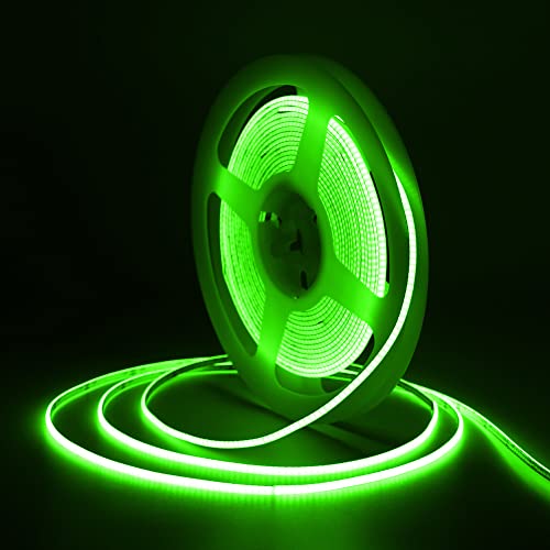 Tayire COB LED Strip Grün 4mm Breite, DC12V LED Streifen 5m 480LEDs/M, Flexibel LED Band Hohe Helligkeit LED Lichtband für Auto FPV Raum dekoration（Netzteil Nicht Enthalten） von Tayire