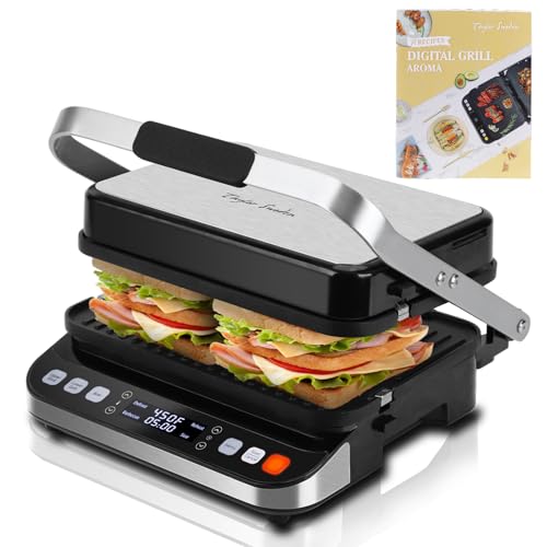 Taylor Swoden Aroma – 2000 W Grill, Sandwichmaker und Panini-Maker, 180º Öffnung, LED-Display und abnehmbare doppelseitige Grillplatten mit Smart-Temperaturkontrolle von Taylor Swoden