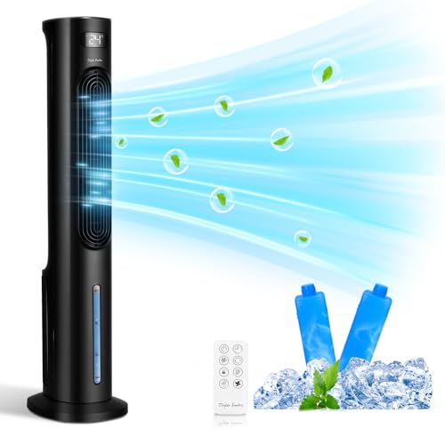 Taylor Swoden Verdunstungs-Klimaanlage 3 in 1 6L Wassertank und Fernbedienung, Turmventilator, Verdunstungsklimagerät und Luftbefeuchter in einem, Timer, Oszillierend, 3 Modi, Schwarz von Taylor Swoden