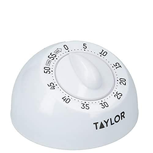 Taylor Küchentimer, Klassische Mechanische Countdown-Zeitschaltuhr mit Rotationsmechanismus zur Benachrichtigung beim Kochen und Backen, 60 Minuten, Weiß von Taylor