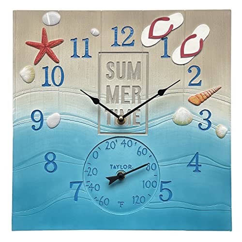 Taylor Precision Products, Summertime Poly Resin Clock and Thermometer,14 Inch Taylor Precision Products, Summertime Poly Resin Clock and Thermometer,14 Inch von Taylor