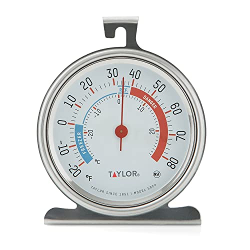 Taylor Precision Products Classic Series Kühlschrank-/Gefrierschrank-Thermometer, großes Zifferblatt, silberfarben, 1 Stück von Taylor