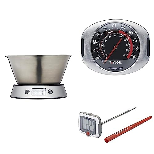 Taylor Pro Set: Digitale Küchenwaage, Tara-Funktion, 5 kg Kapazität + Taylor Pro Ofenthermometer + Taylor Fleischthermometer-Sonde von Taylor